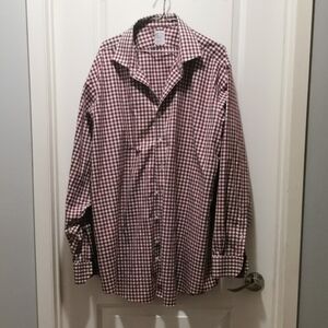 Brooks Brothers Burgundy and White Checkered Shirt